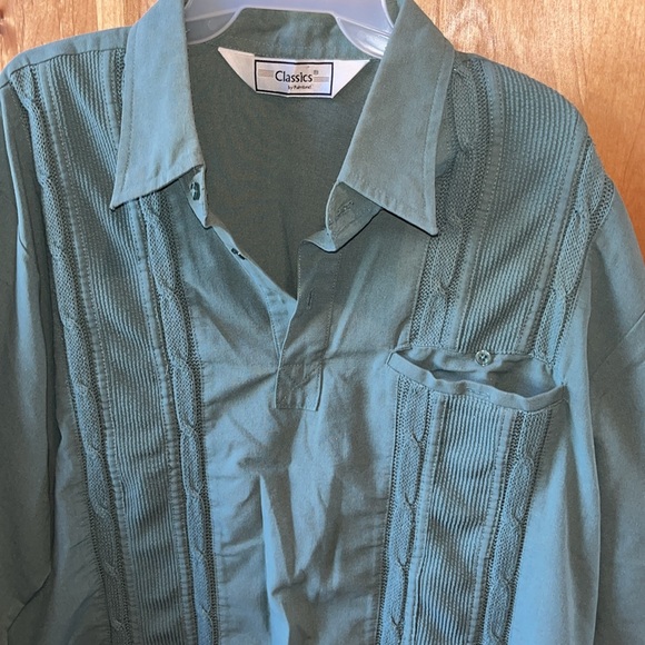 CLASSICS by Palmland GREEN cable knit COLLARED SHIRT Henley DAD GRANDPA VINTAGE - Picture 13 of 13